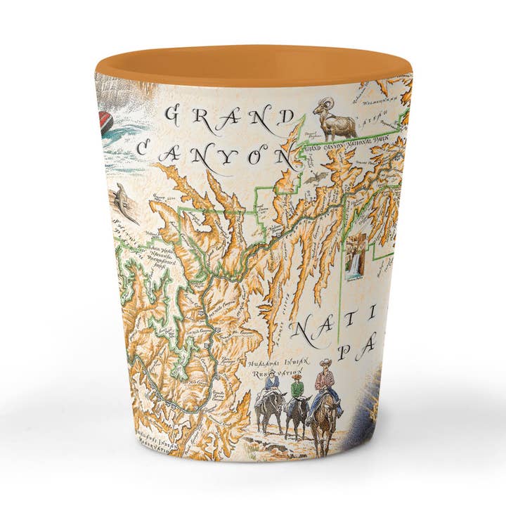XPLORER MAPS - Wholesale Shot glass - Grand Canyon National Park Map Ceramic Shot Glass - 1.5 oz -0