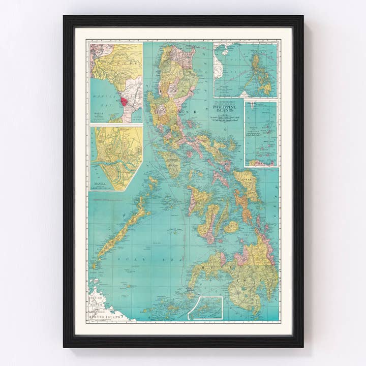 Vintage Map of Philippines 1913 for wholesale by Ted's Vintage Art