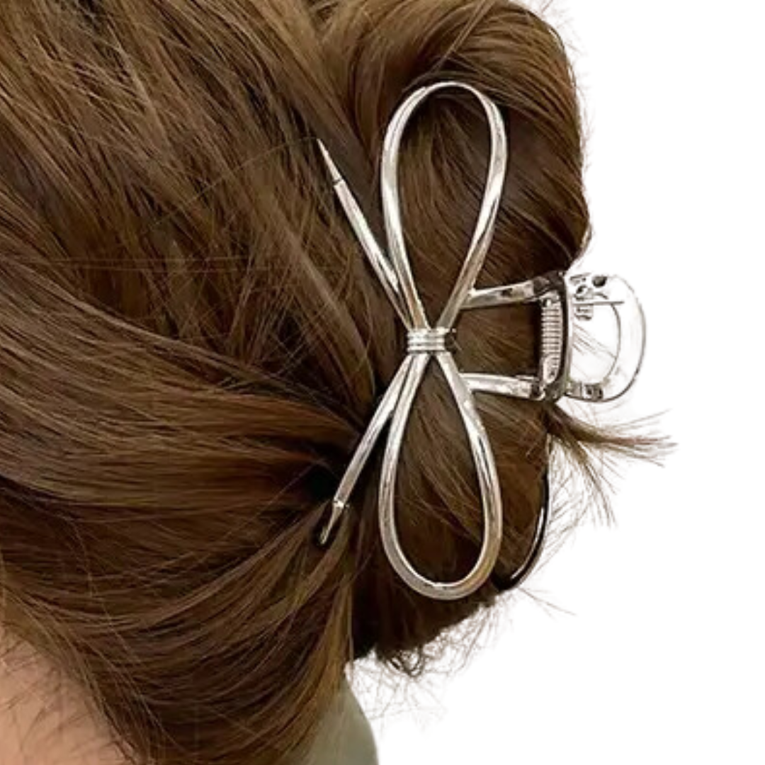 Thomas and Lee Company - Wholesale Hair Clip - Women's - Bow Hair Claw Clip Gold + Silver3