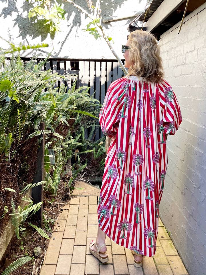 Roselle - Wholesale Dress – Women's - CABANA BUTTON THROUGH DRESS RED5