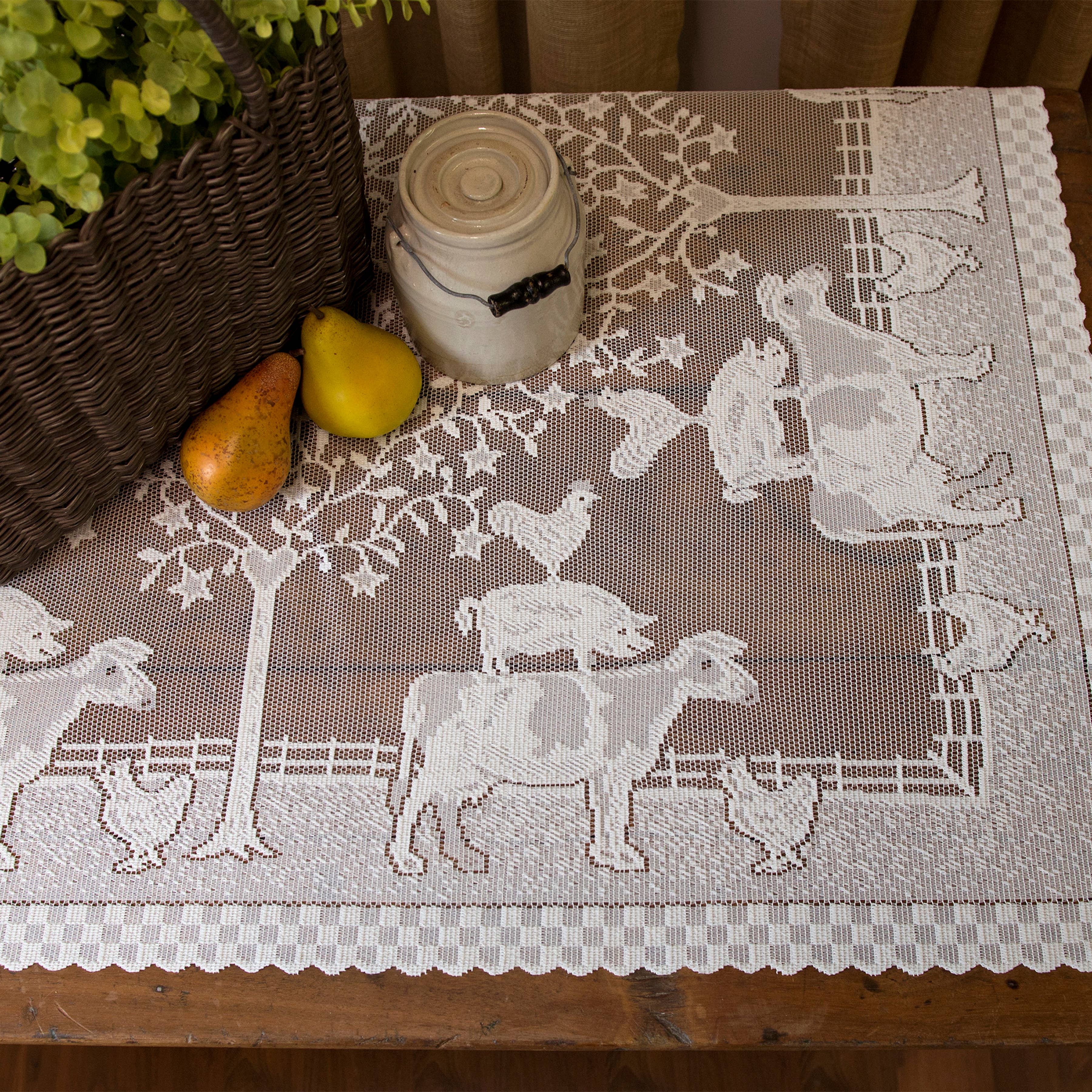 Heritage Lace - Wholesale Tablecloth - Farmhouse 42x42 Off-White Lace Table Topper0