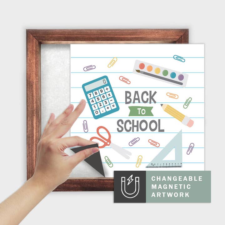 Magnetic Seasonal Decor Insert for Interchangeable Sign (Medium): Back to School | Magnetic Sign Blank Sold Separate for wholesale by Simpler Seasons Decor