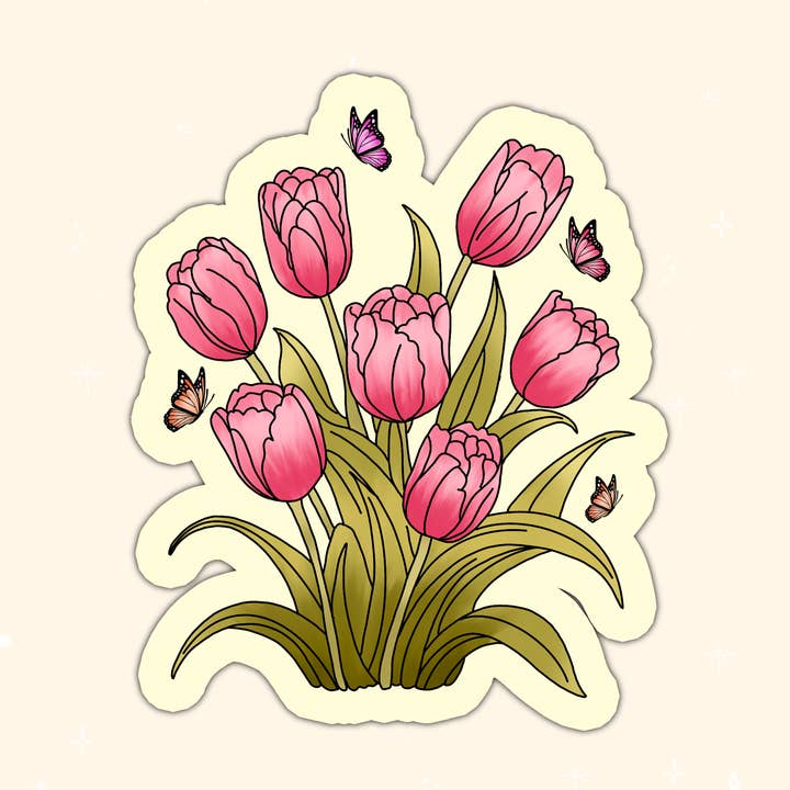 Autocollant Tulipes découpé pour la vente par Annie's paper studio