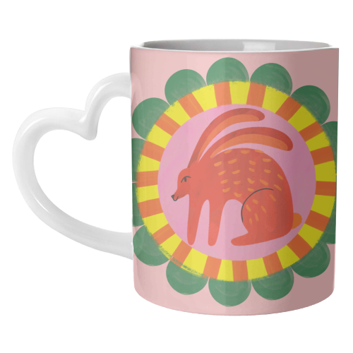 ART WOW - Wholesale Koffiemok - Mokken 'Gedurfde Heldere Volkskunst Konijn Illustratie'8