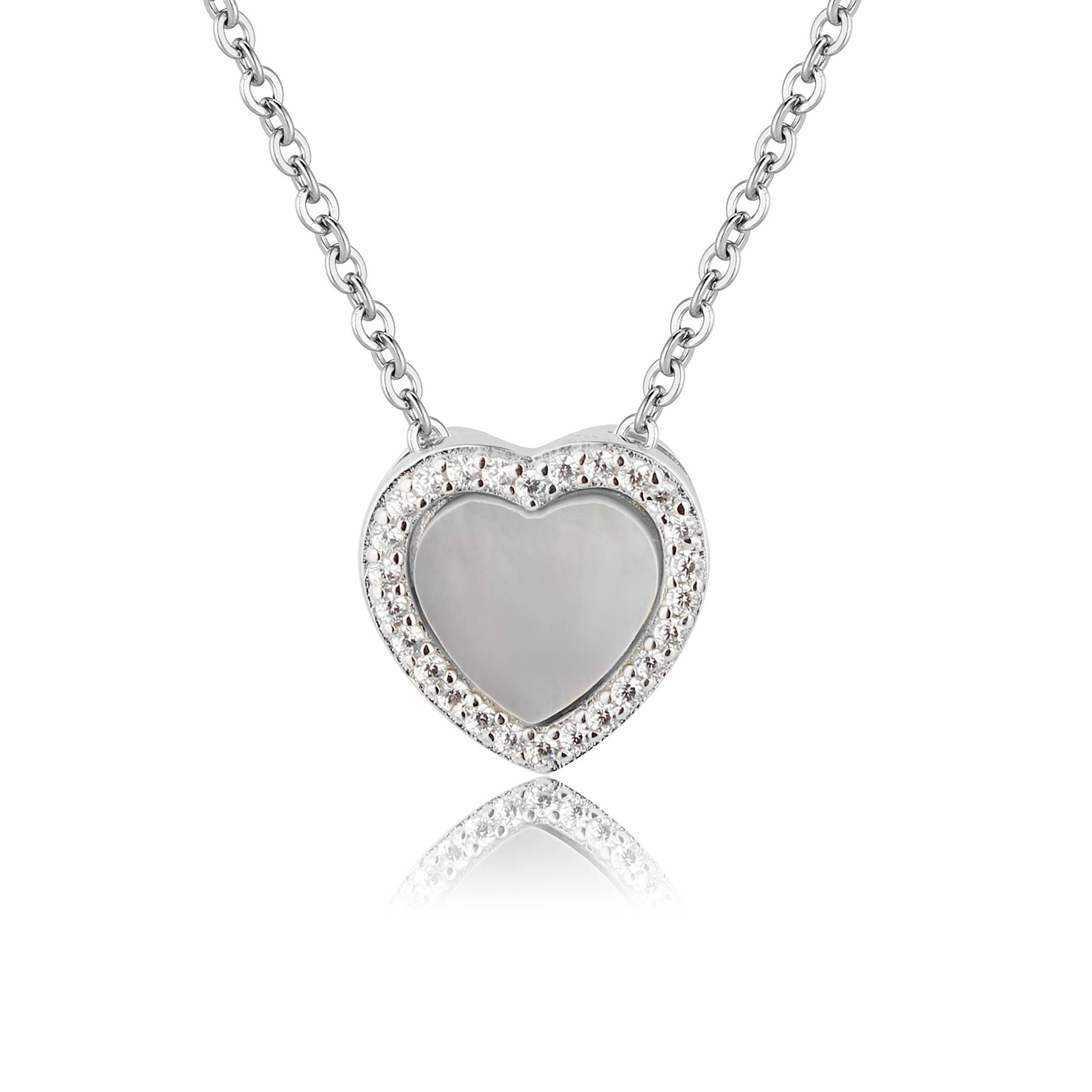 Cherished Moments - Wholesale Kids Necklace - Kids - Girls Sterling Silver Mother of Pearl Heart Valentine Gift0