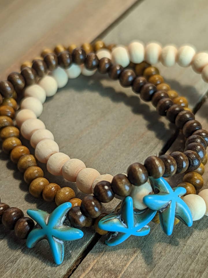 Turquoise Starfish Diffuser Essential Oil Bracelet for wholesale by KimiJean Creations