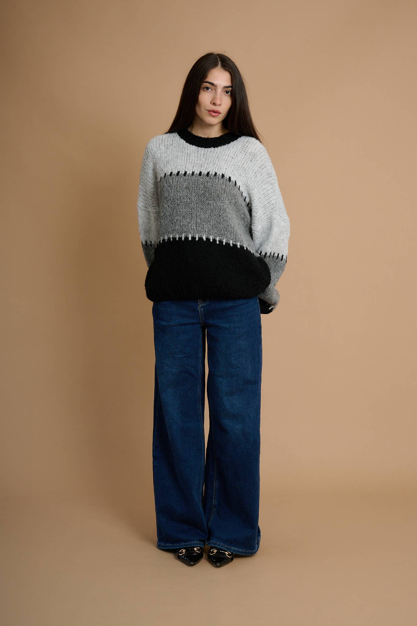 AMELÉ - Wholesale Knit Sweater - Women's - Color block sweater8