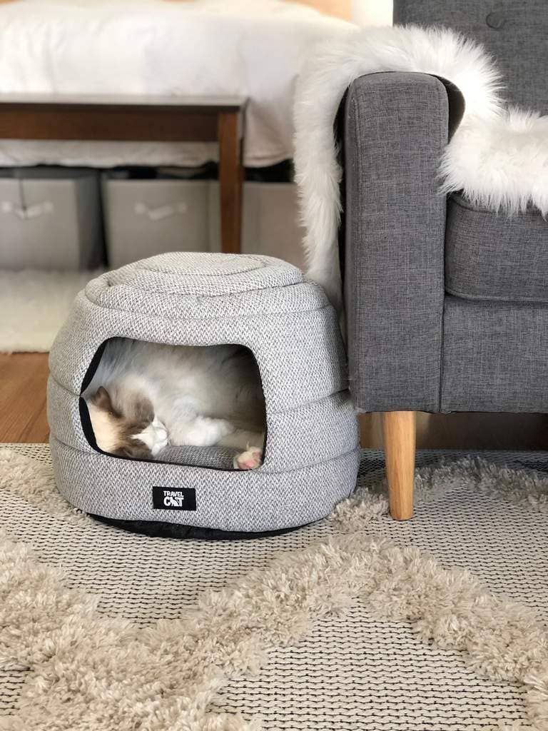 Travel Cat Wholesale - Wholesale Pet Bed - Cat - "The Meowbile Home" Convertible Cat Bed & Cave - Grey1