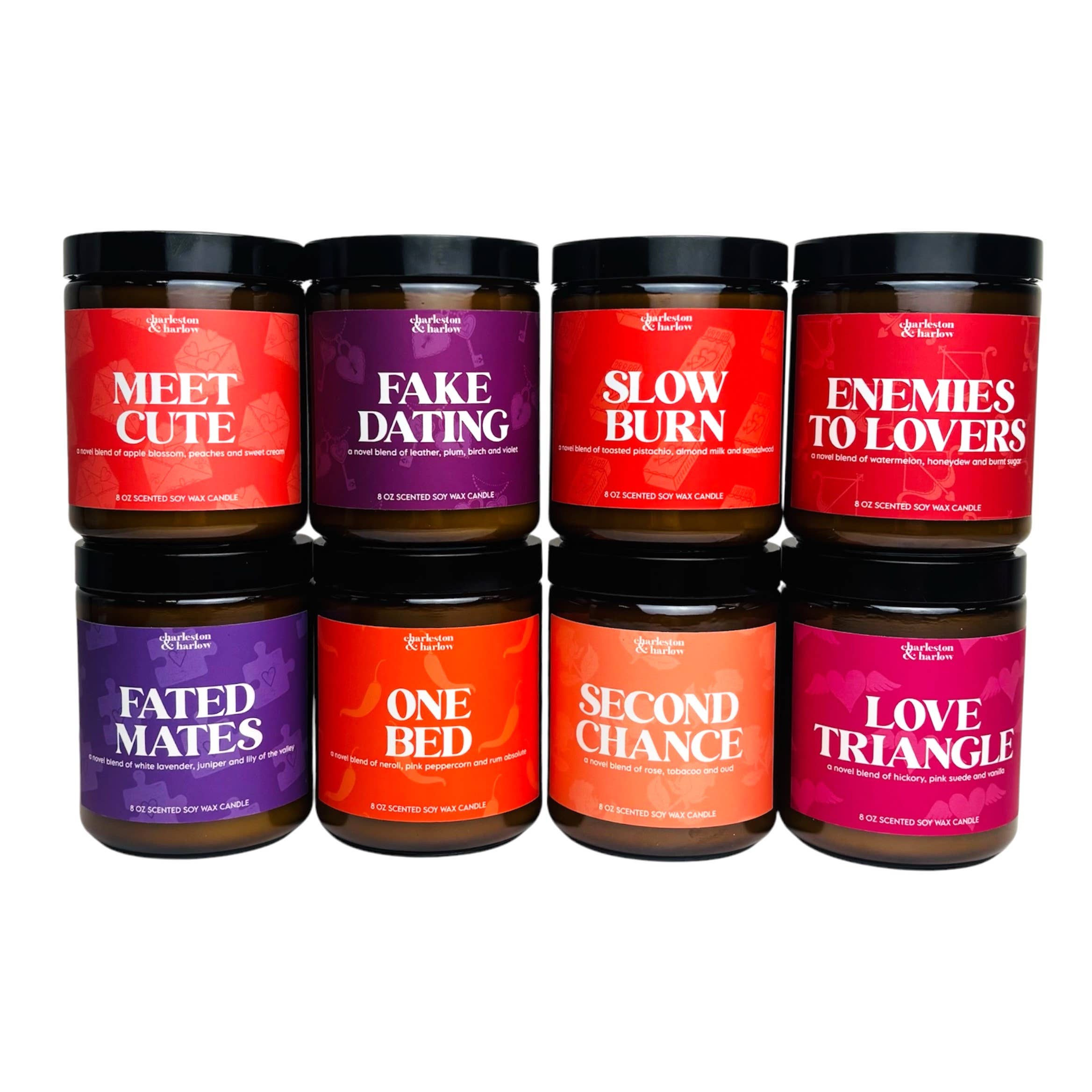 Charleston & Harlow Candle Co. - Wholesale Jar/Filled Candle - ENEMIES TO LOVERS Romance Trope Bookish Soy Wax Candle1