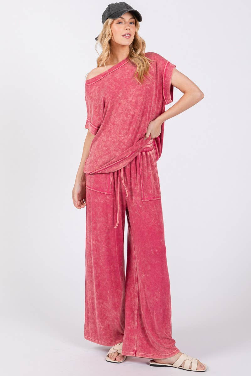 Sewn and Seen - Wholesale Lounge Set - Women's - MINERAL WASHED TOP AND PANTS RIB SETS22