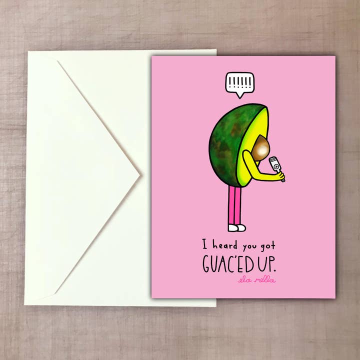 Guac'ed Up (Rosa) - gratulationskort för wholesale av Ela Mella