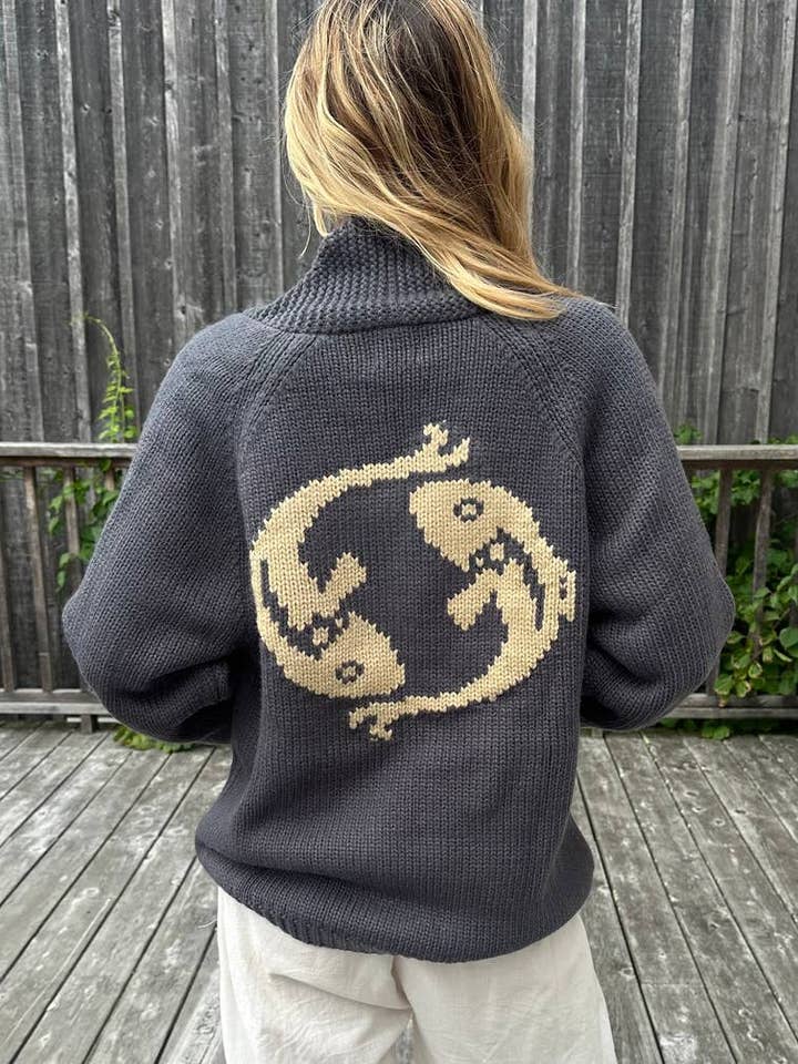 Koi Fish Varsity Cardigan for wholesale by Pink Pineapple