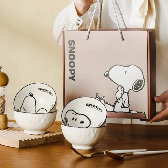 K_Wonderland - Wholesale Bowl - Snoopy Daily Kitchenware Ceramic Bowl 4PCS Gift Box SET