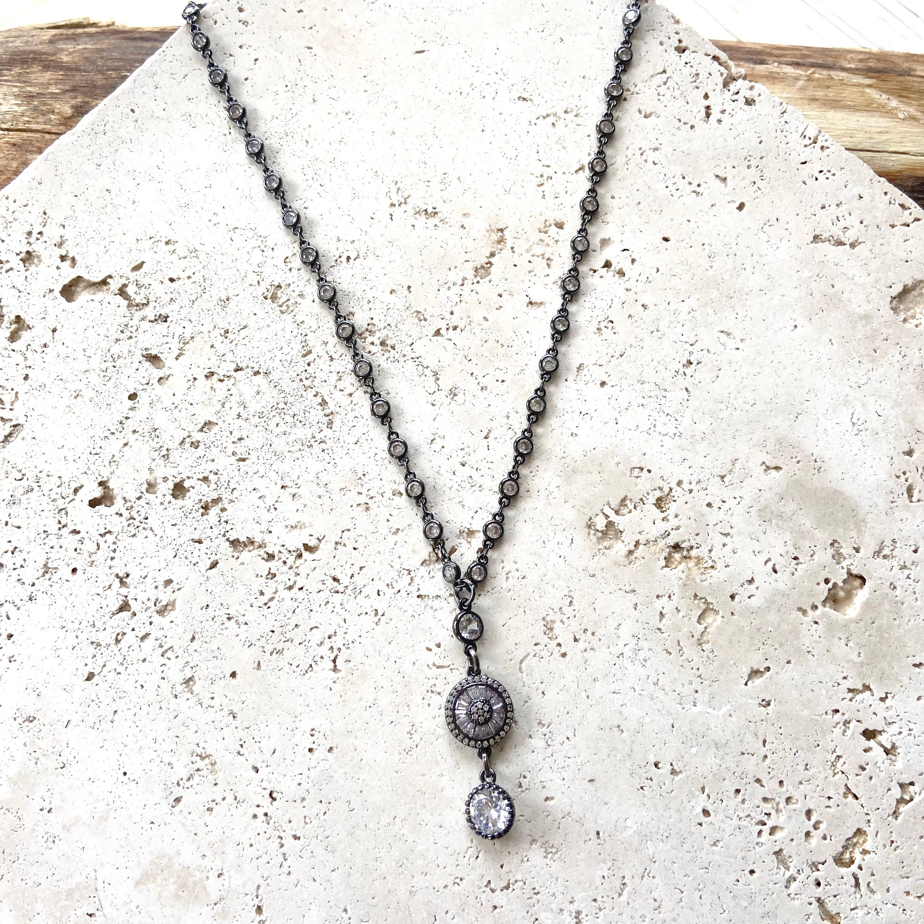 VB&CO Designs Handmade Jewelry - Wholesale Halskettinghanger - Gunmetal kristallen ketting boutique salon sieraden handgemaakt6