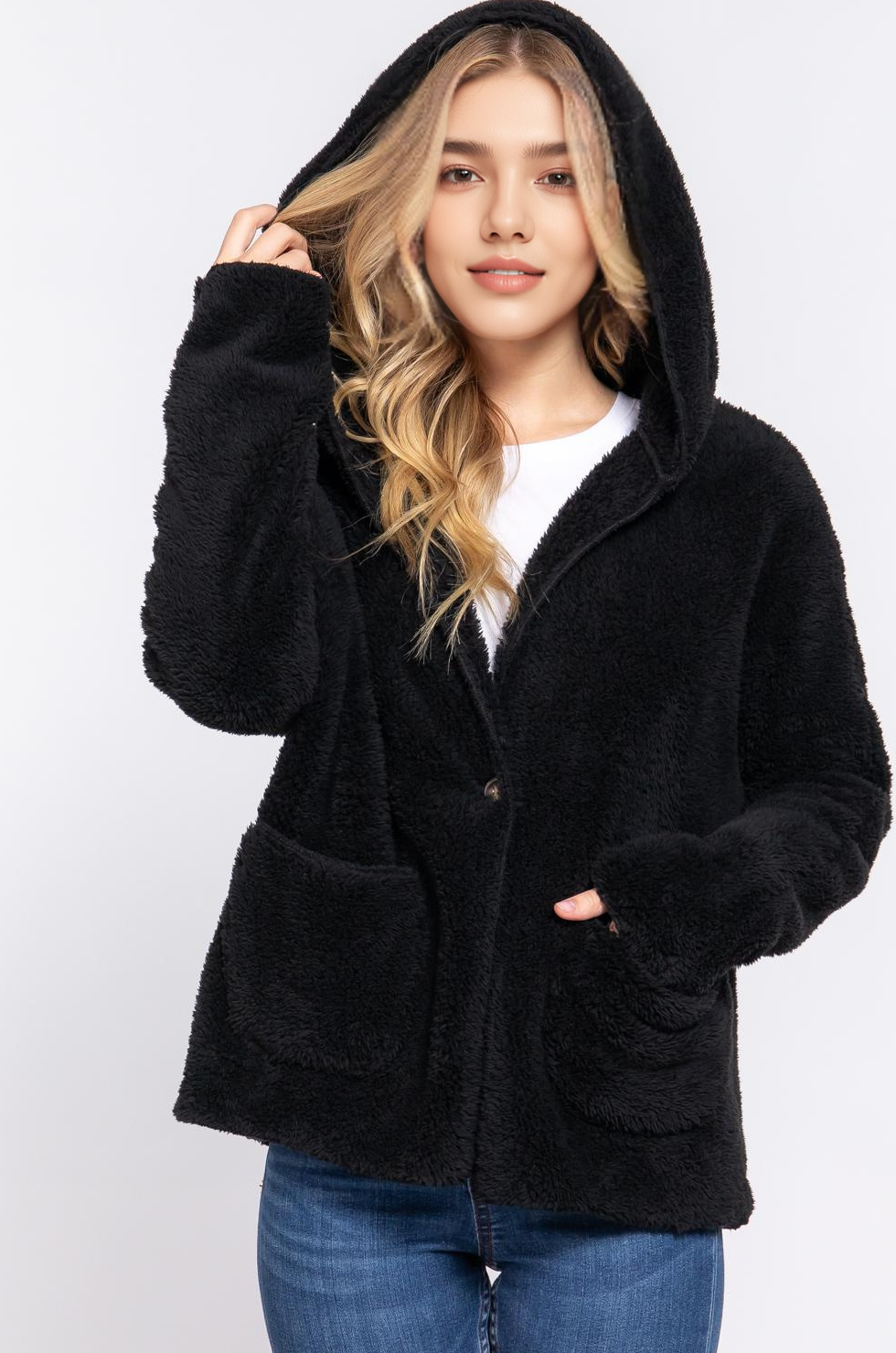 42POPS – Großhandel Jacke – Damen – ,,,..._ SI-24908 LANGER DOLMAN-ÄRMEL KAPUZEN-SHERPA-JACKE5