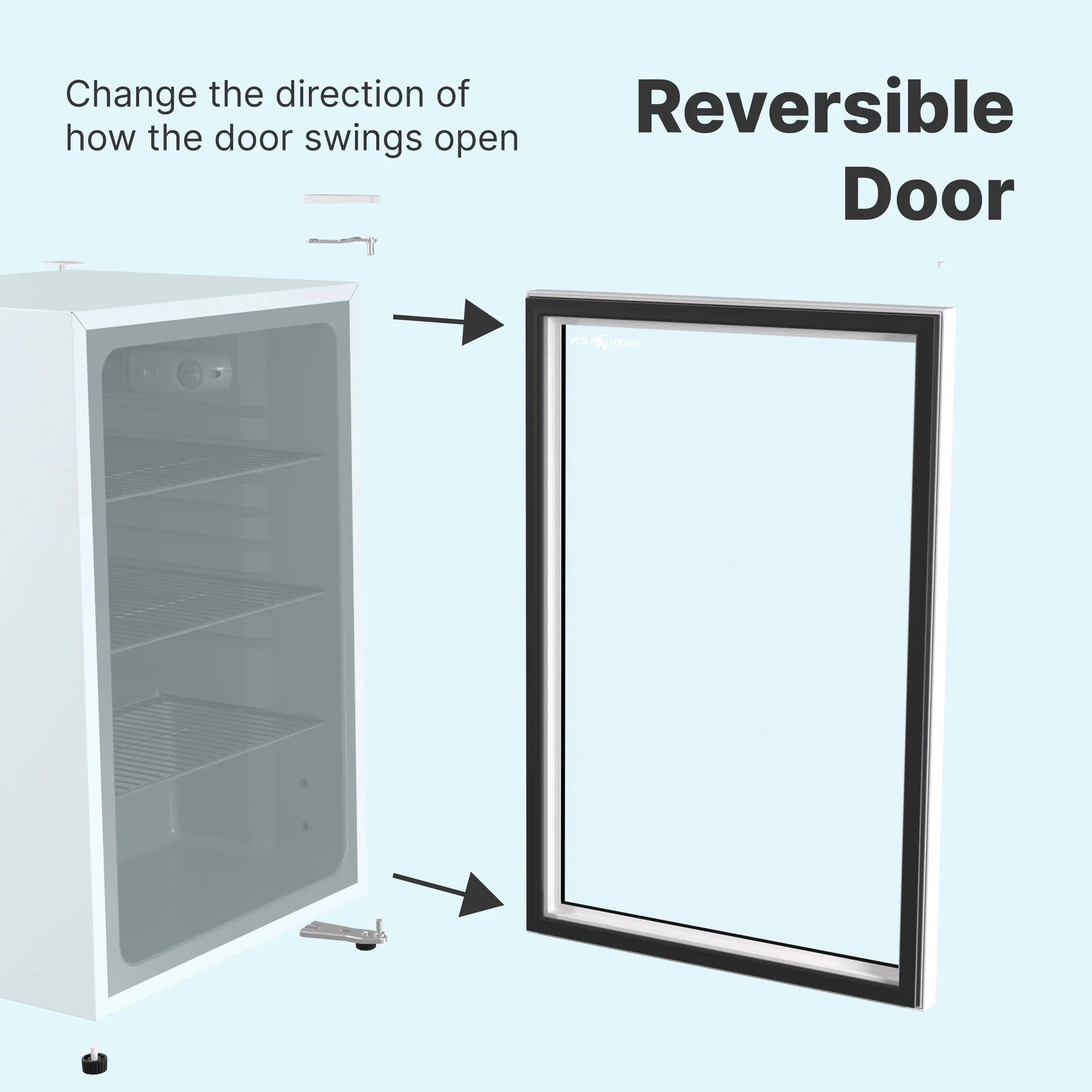 Promounts – wholesale Portable/mini fridge – SnowLion Premium 131L Beverage Refrigerator 4.6 Cu.ft. Freestanding Mini Fridge With Glass Door in White4