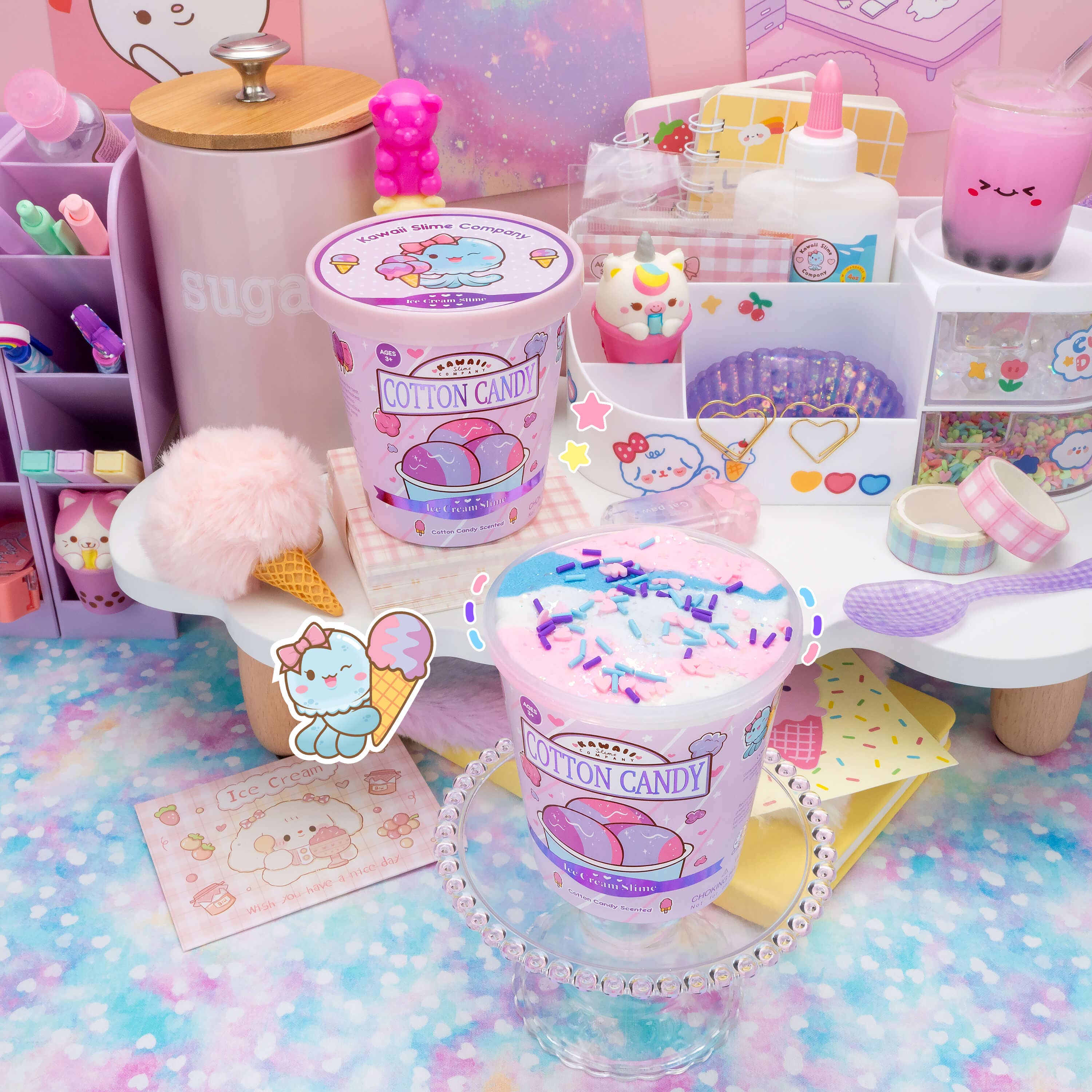 Kawaii Slime Company – Großhandel Knete/Schleim – Kinder – Pint Slime mit Eiscreme-Duft nach Zuckerwatte (5 Stück/Packung)8