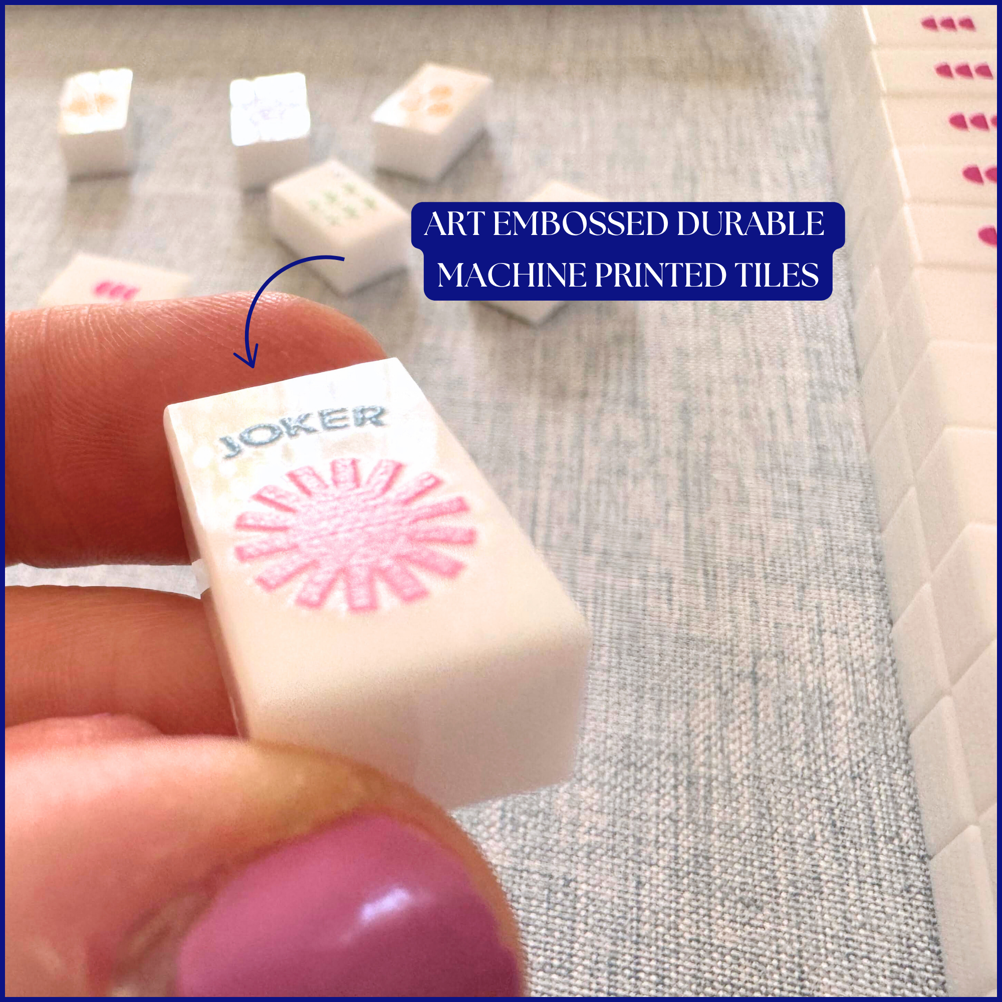 Morningside Mahjong - Venta al por mayor Juegos de mesa - Azulejos de Viaje de Arte en Relieve en Caja de Acrílico con Dados6