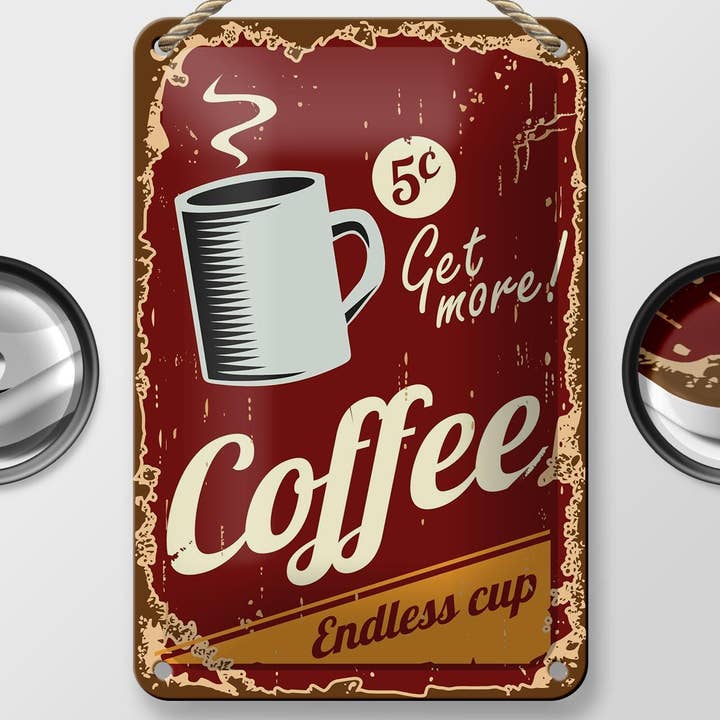Femer – wholesale Skylt – Retro 12 x 18 cm Kaffe Endlös kopp Metalldekorativ skylt Plåtskylt