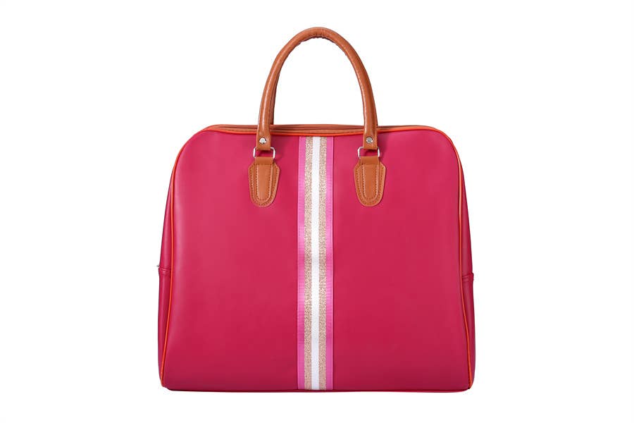 Nima Accessories Inc - Wholesale Weekender Bag - Women's - Middle Stripe Faux Leather Duffle Bag Weekender Bag Travel1