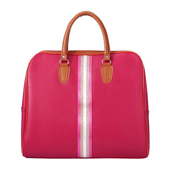 Nima Accessories Inc - Wholesale Weekender Bag - Women's - Middle Stripe Faux Leather Duffle Bag Weekender Bag Travel3