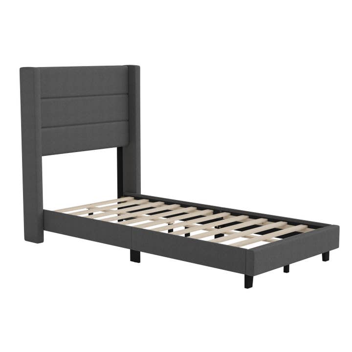 Charcoal Twin Platform Bed with Headboard for wholesale on Faire