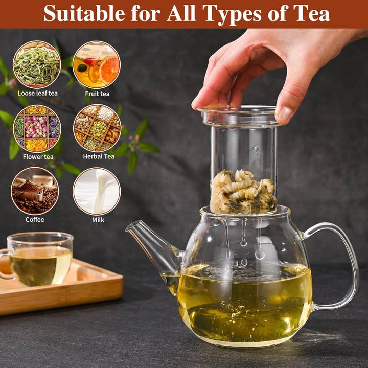 VIGOR - Wholesale Tea Pot - Heat Resistant Borosilicate Glass teapot Blooming and Loose5