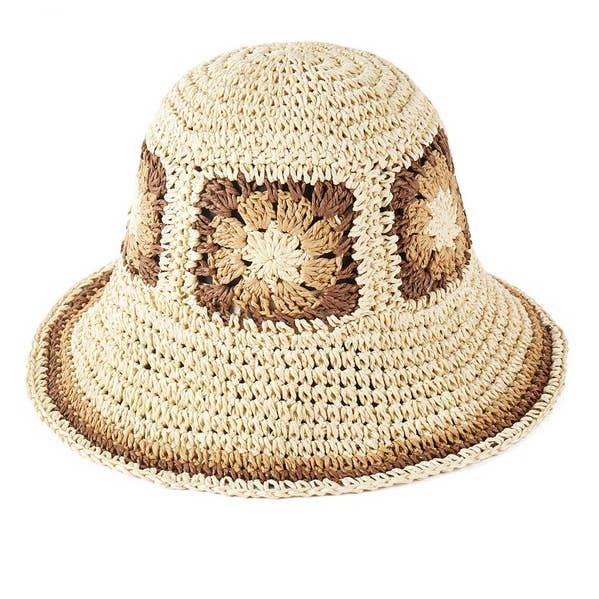 Shop Neighbors - Wholesale Bucket Hat - Women's - FLORAL CROCHET STRAW BUCKET HAT.0