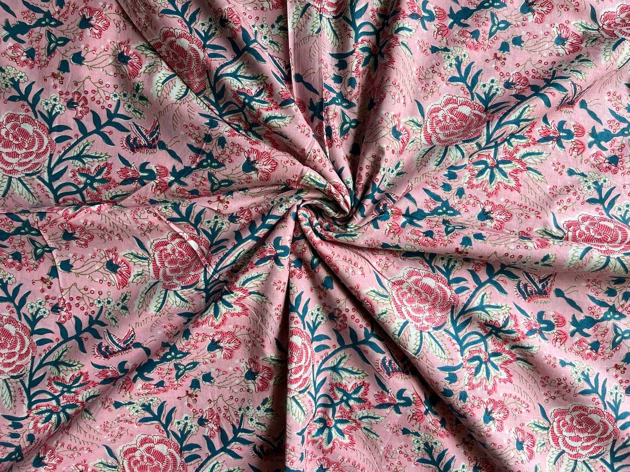 Bhawana Handicrafts - Wholesale Fabric Paint - Natural Floral Printed Dressmaking Fabric Indian Cotton Boho0