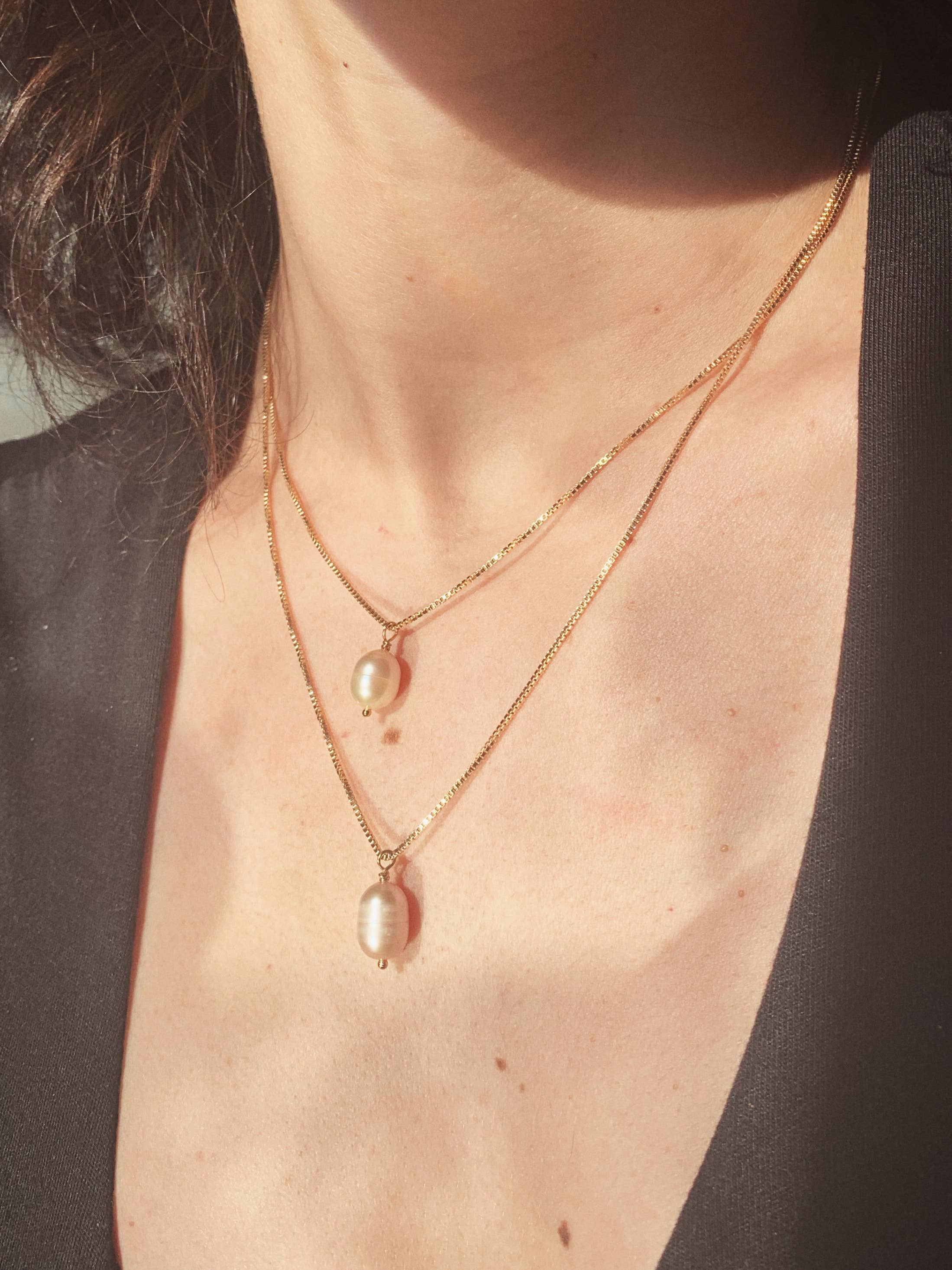 Sofia Ramsay - Wholesale Pendant/Charm Necklace - Ivory Freshwater Pearl Pendant Gold Fill Box Chain Necklace1