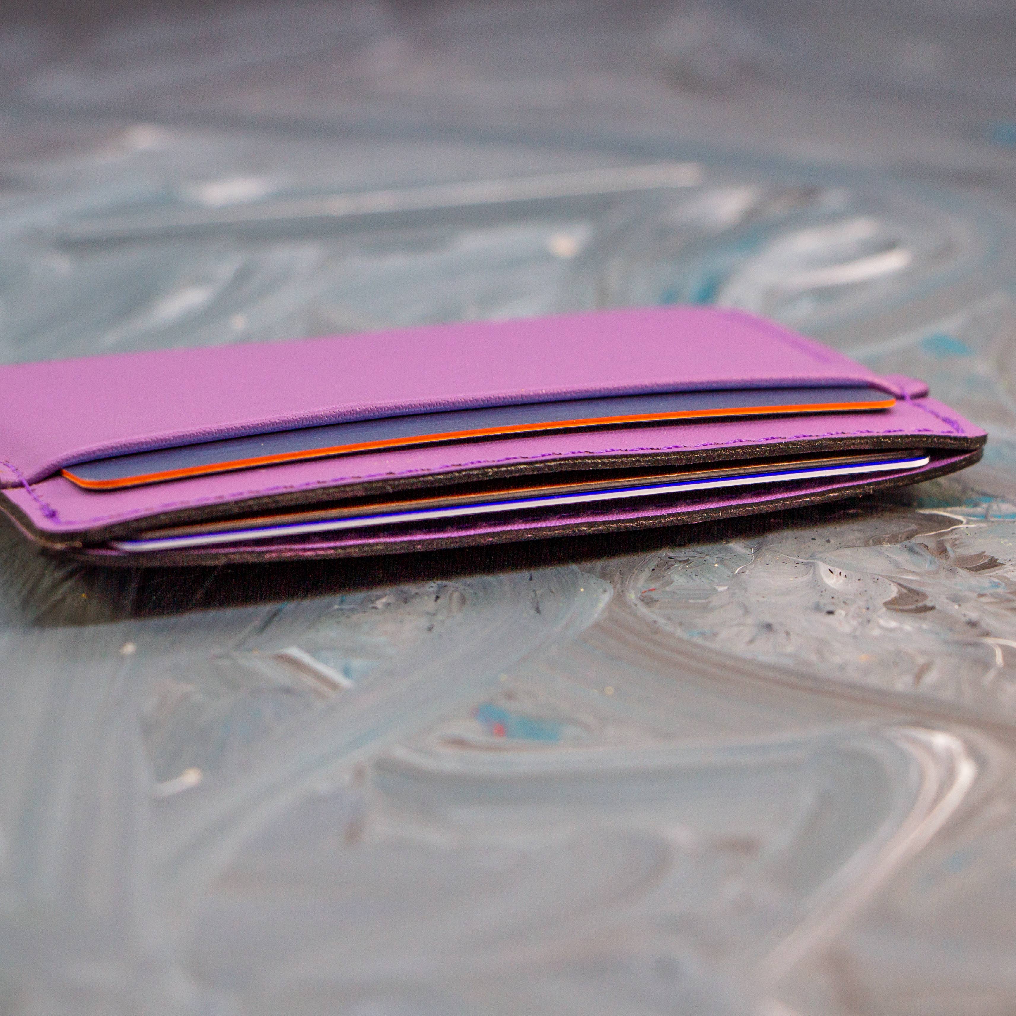 Twin Engine Coffee - Wholesale Card Holder - Unisex - Leather Card Wallet - Purple - Artisan Fair Trade7