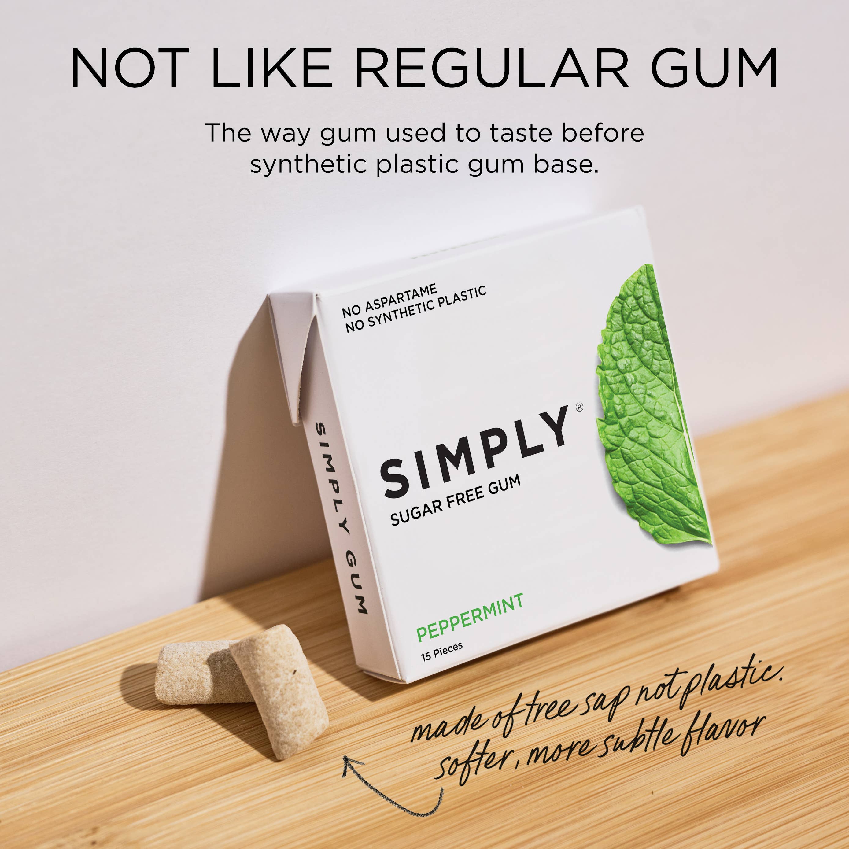 Simply Gum – wholesale Chewing gum – Sugar Free Peppermint Gum - Natural + Plastic-Free | 6 Pack4