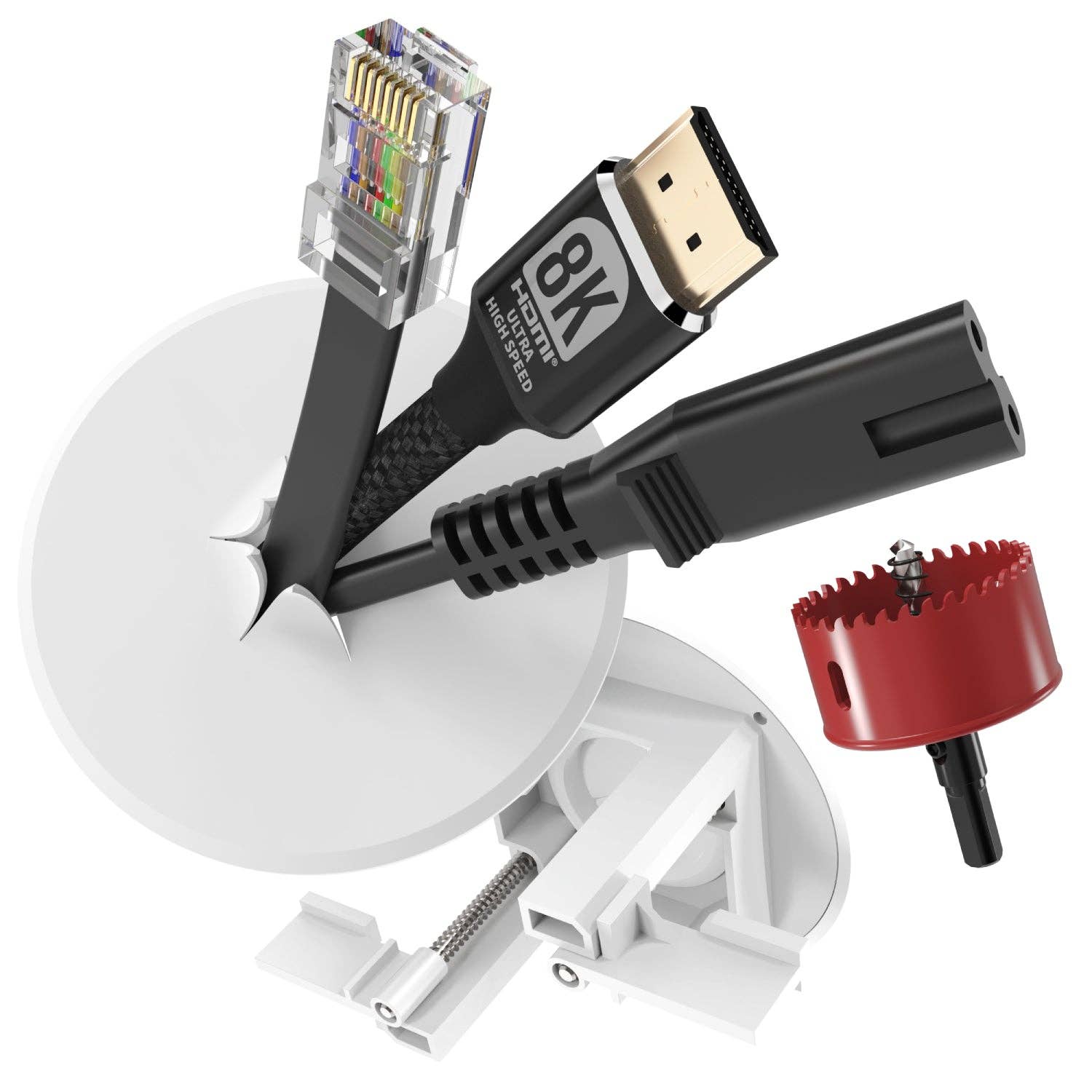 Fosmon – wholesale Wall hook – Silicone Grommet Wall Plate with Hole Saw Drill0