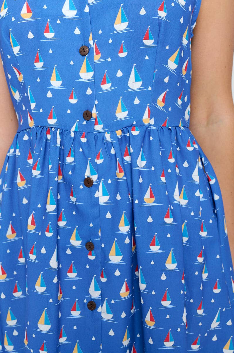 SM WARDROBE - Wholesale Dress - Women's - ALL OVER SAIL BOATS PRINT DRESS WITH POCKETS5