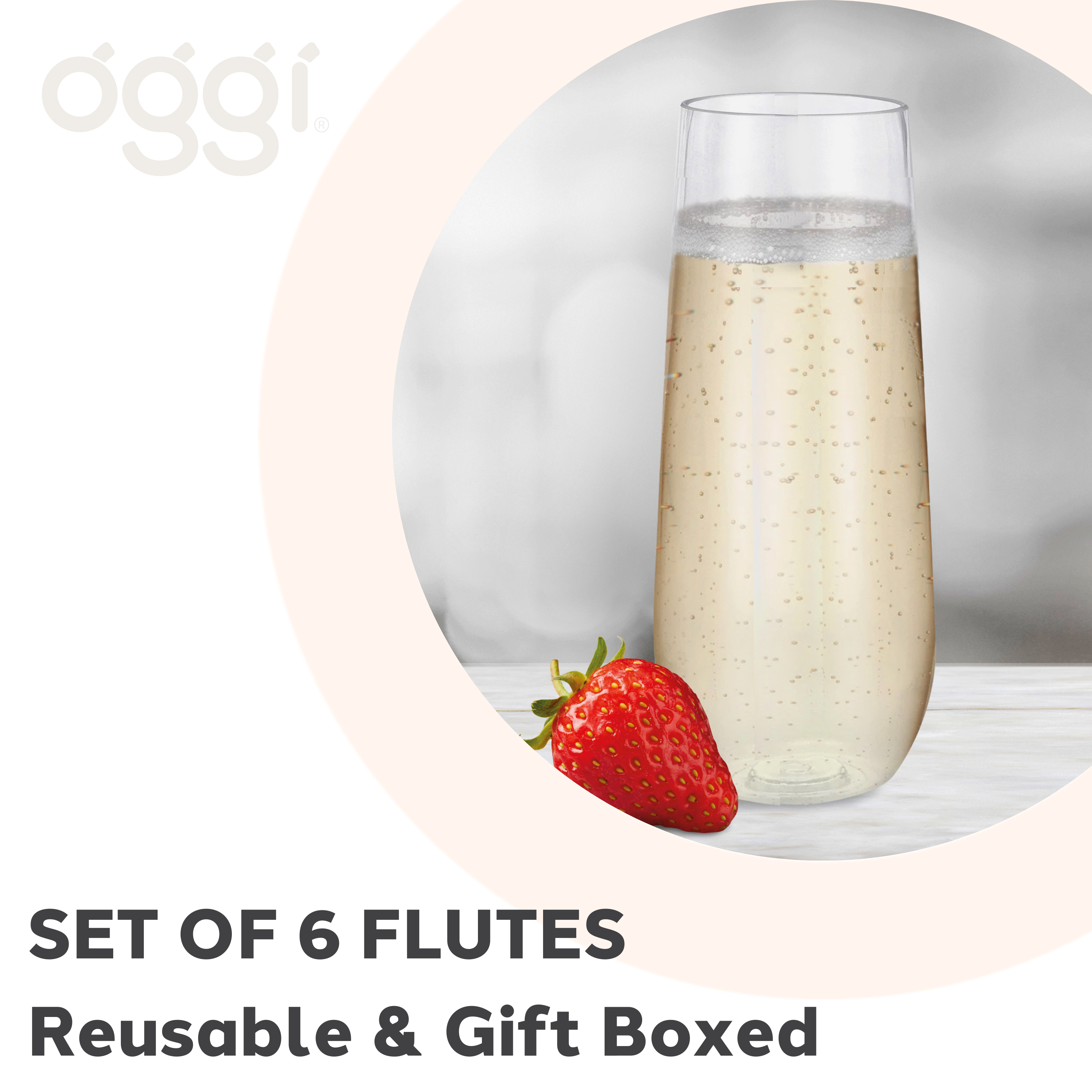 Oggi – wholesale Champagneglas – Okrossbar Flöjt 9 oz - Set om 63