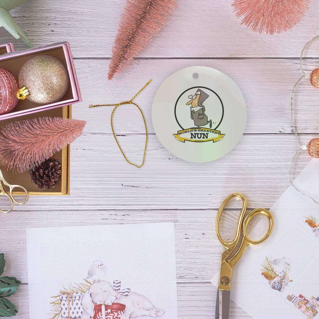 3dRose - Wholesale Ornament - 3dRose, Funny Worlds Greatest Nun Cartoon, Ornament5