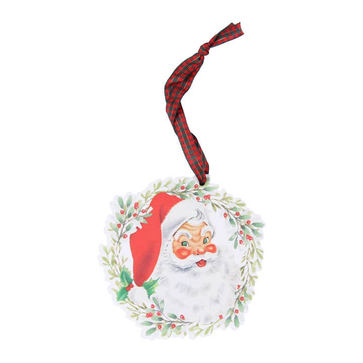 Santa Face in Holiday Wreath Ornament for wholesale by Barrel Down South