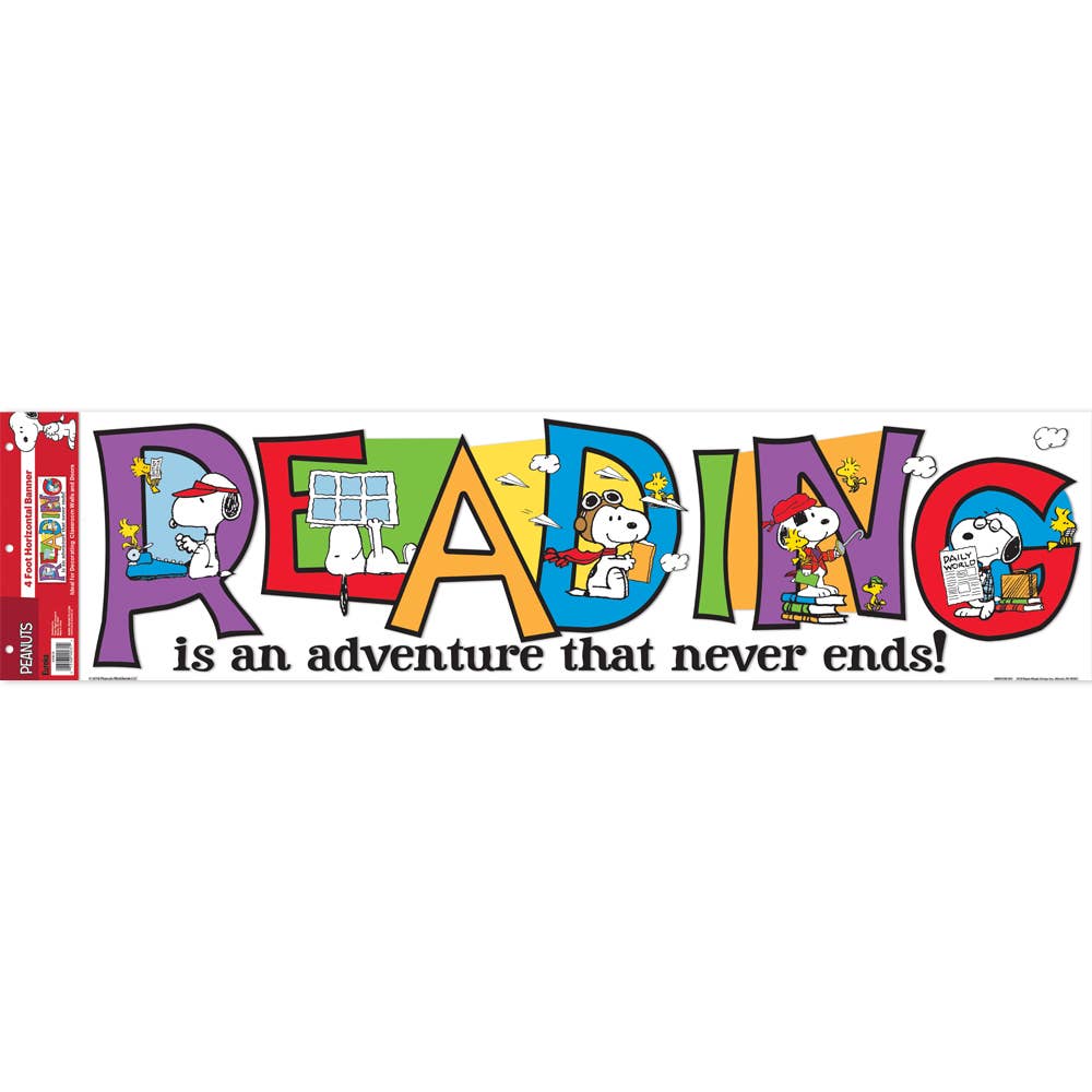 Eureka School Products - Wholesale Banner - Peanuts® Snoopy Reading Horizontal Banner1