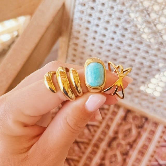 Bazou - Wholesale Band/Stacked Ring - Stainless steel statement 'spiral' ring - gold