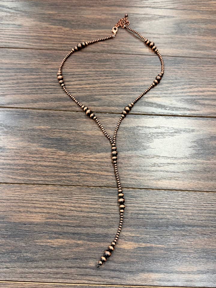 739686, Collana a Y con nappina Navajo in rame fatto a mano da 31" per la vendita all'ingrosso da parte di ISAC Trading Inc