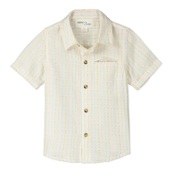 Smart shirt in ivory with candy stripe for wholesale by Poppet & Fox
