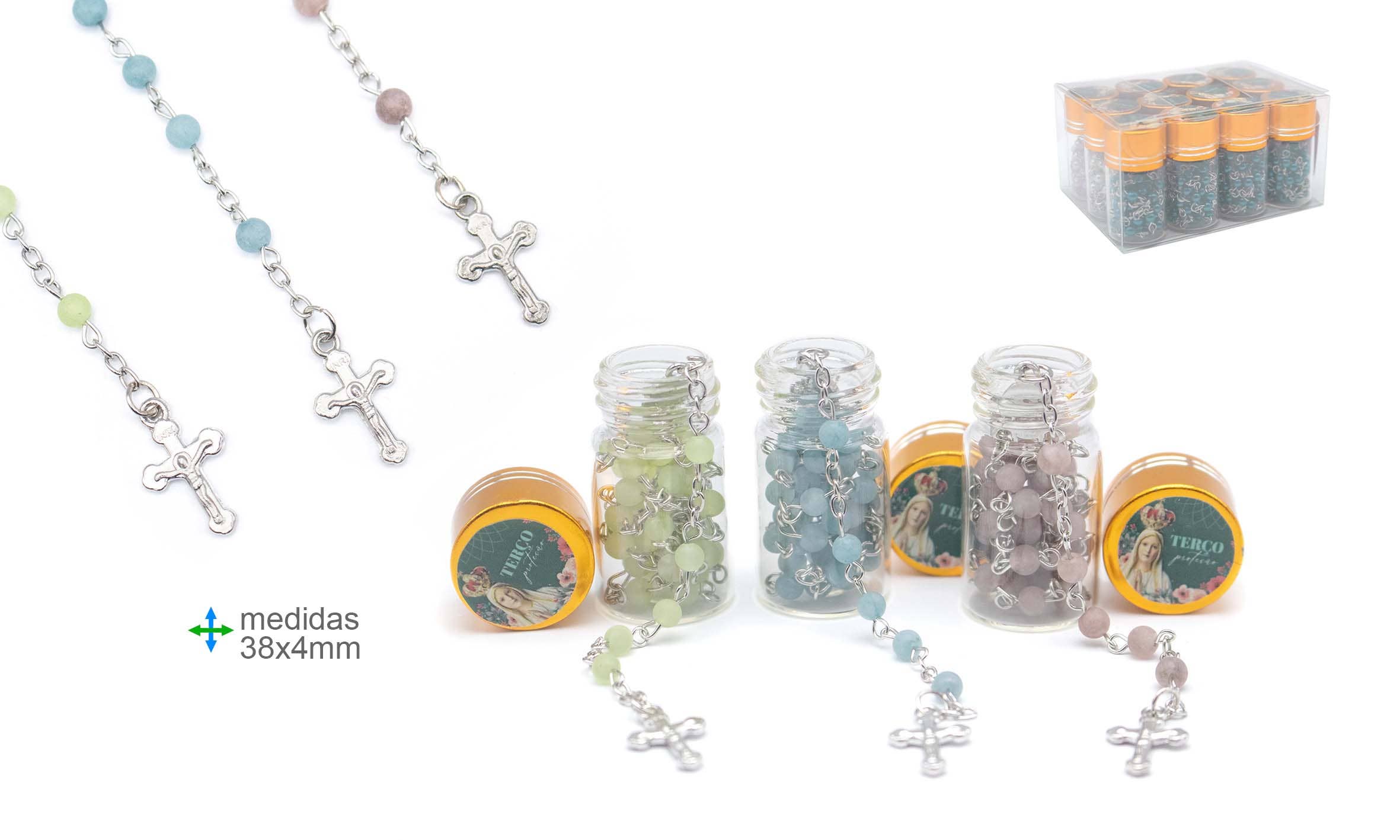 Esoterica Arte - Wholesale Beaded/pearl necklace - Religious Rosary Stone 38x4mm (12 units)
