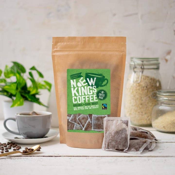 Organic Eco Pouch Coffee Bags - Dark Roast - 40 bags/pouch for wholesale by New Kings Coffee
