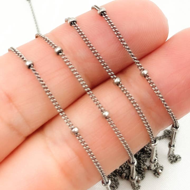 444OX. Oxidized Sterling Silver Satellite Chain for wholesale by Tresor Jewelry Inc.