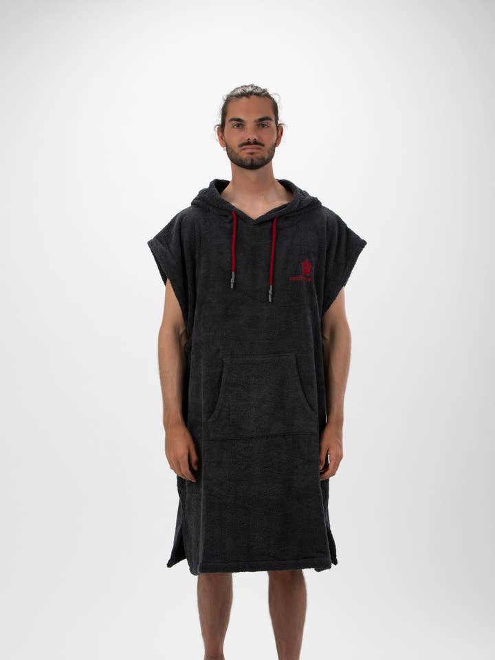 Poncho Surf Cinza Escuro - Tamanho Largo - Algodão - sem mangas for wholesale by PACIFIQUE SUD