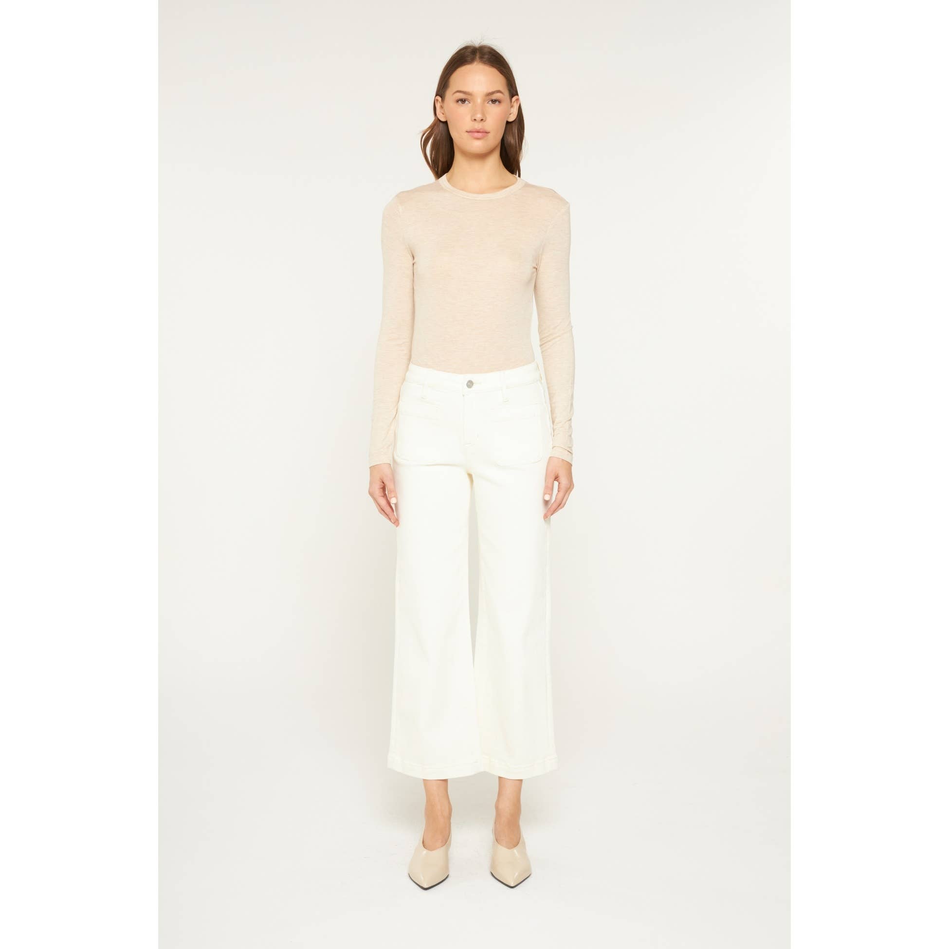WHITE CHOCOLATE HIGH RISE CROPPED WIDE LEG WITH PATCH PKT for wholesale on Faire1