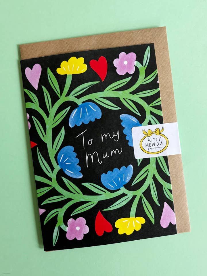 To My Mum Vine Border Greeting Card for wholesale by Kitty Kenda Papergoods
