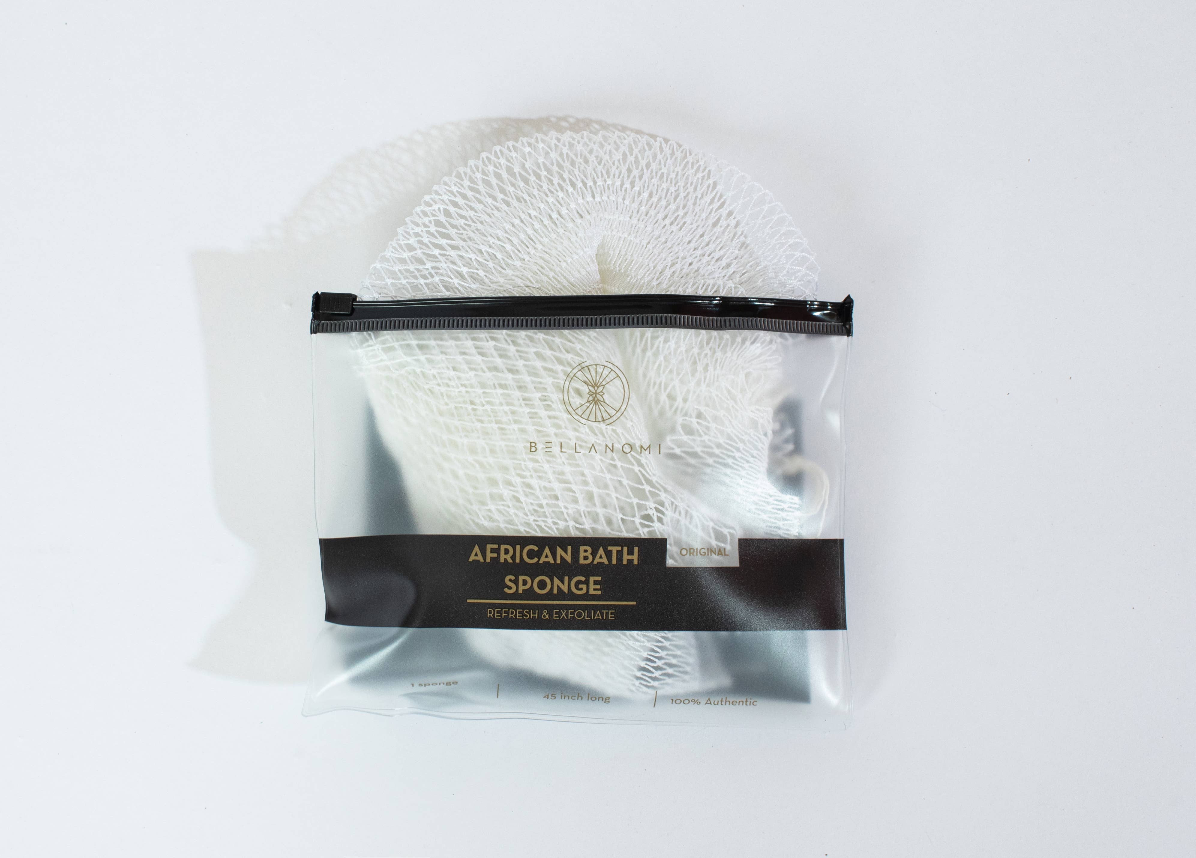 Bellanomi Skincare - Venta al por mayor Pufs/esponjas de baño - Esponja exfoliante africana de red de 114 cm - Más vendida1