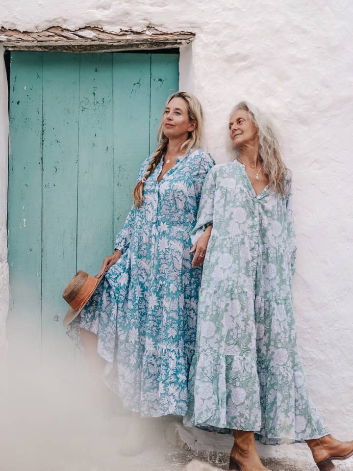 Vestido Kaftán Hawa Mahal azul cielo para venta al por mayor de Aurobelle Ibiza
