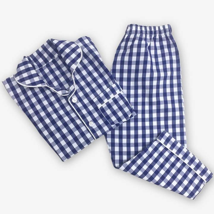 Little West Street - Wholesale Sleepwear Set - Women's - Women Classic Navy Gingham Pajama Set